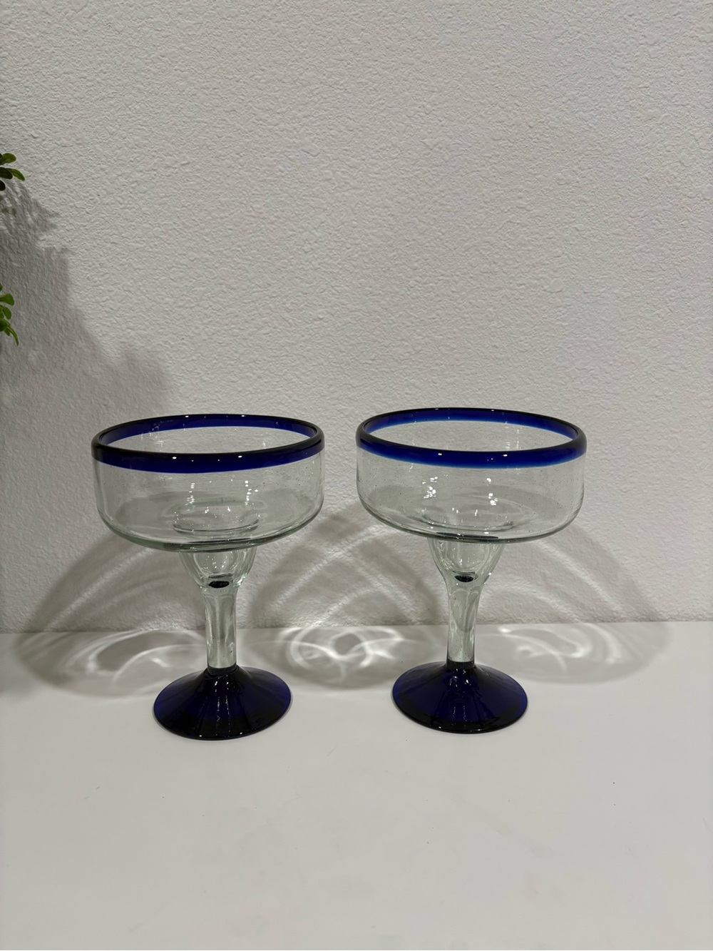 Two margarita glasses hand blown